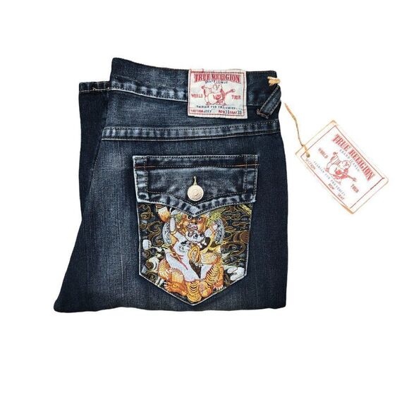 Brand New Vintage True Religion Embroidered Jeans Size 36 JOEY Blue - Picture 8 of 15